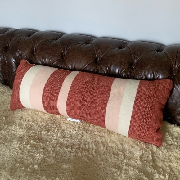 Threshold wool long‎ lumbar pillow stripped pink red beige home accent pillow - Picture 1 of 8